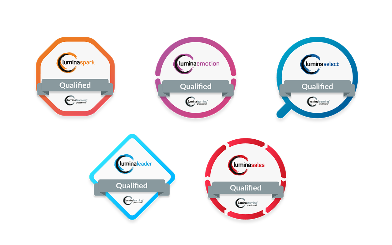 Picture shows Lumina Learning Qualification Badges