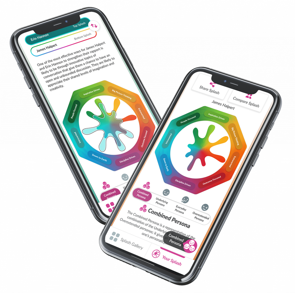 Picture showing Lumina Splash app on mobile devices