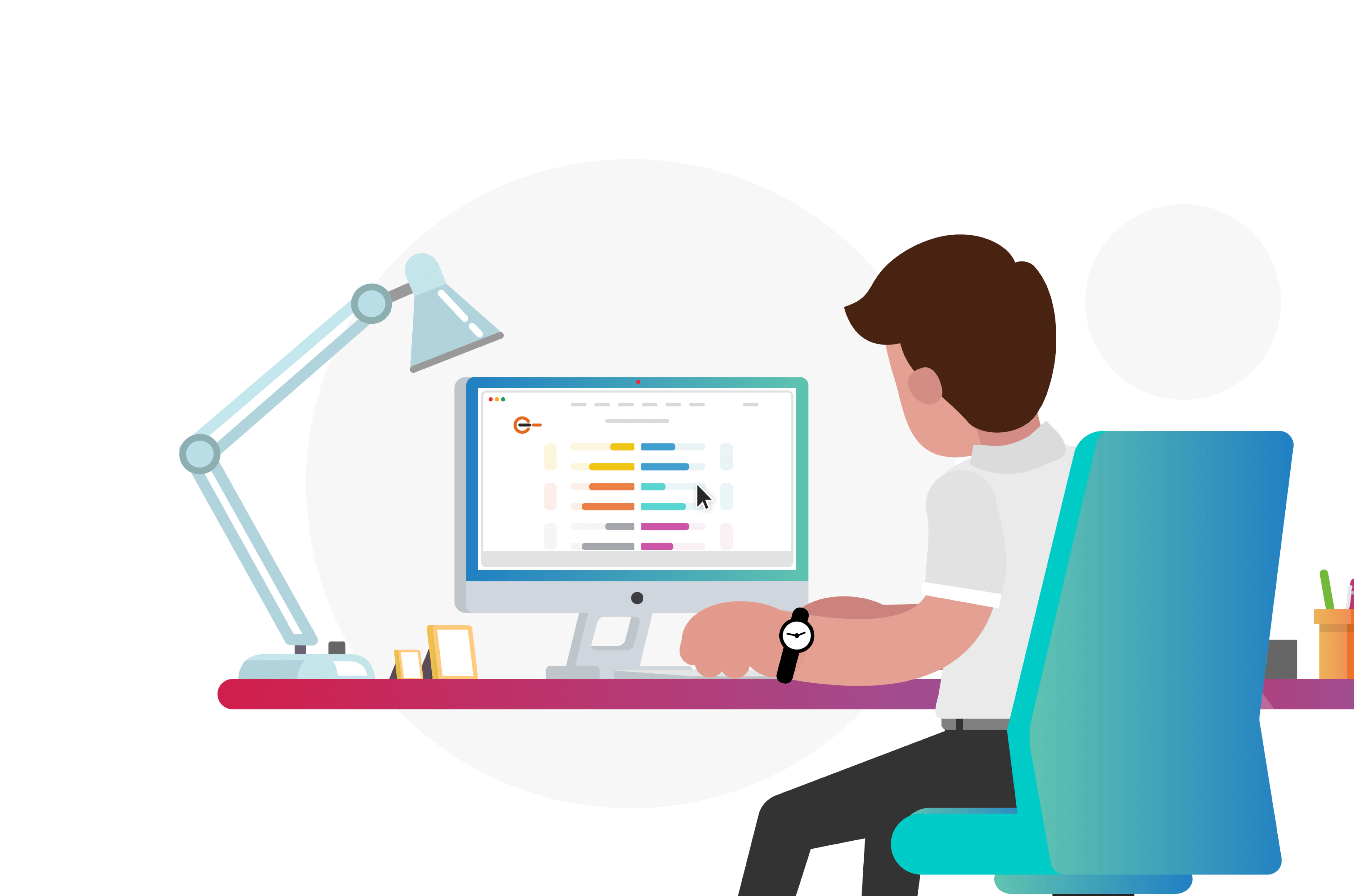 Picture showing a person looking at a self-development  tool at workplace